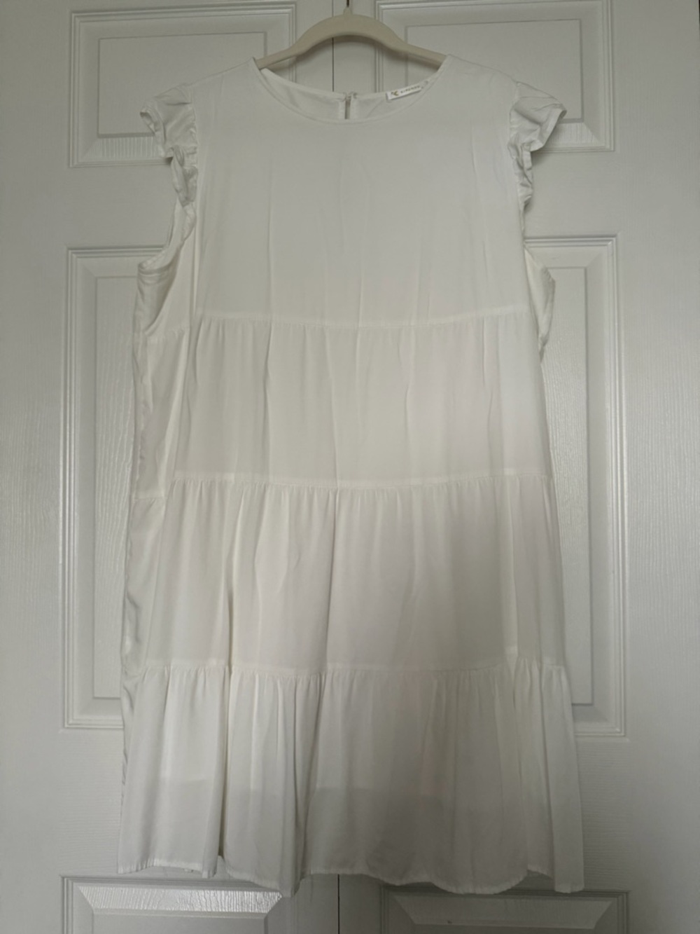 Sleeveless White Tiered Ruffle Mini Dress